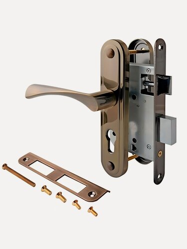 Изображение товара Замок врезной Apecs 1623-AB, цилиндровый, с ручкой в комплекте, цвет бронза, межосевое расстояние 55 мм, универсальный