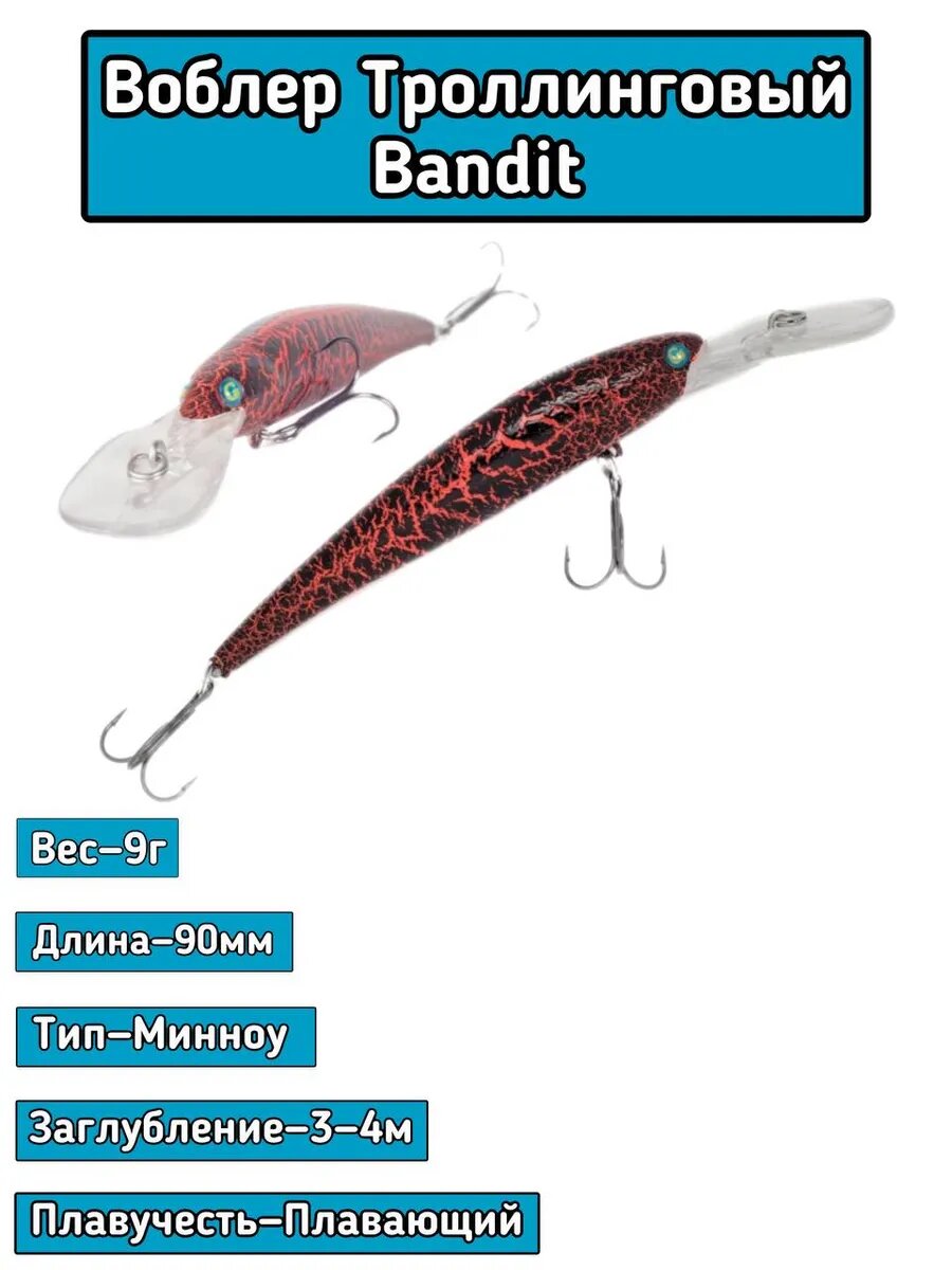 Воблер GG Bandit 9 см, 9 гр, C333, для троллинга, твичинга