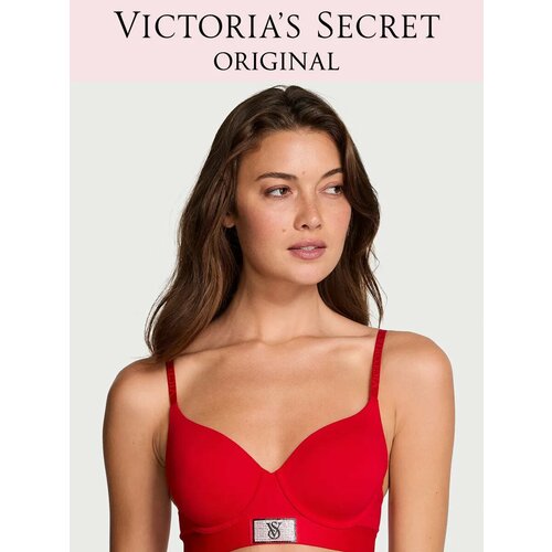 фото Бюстгальтер victoria's secret shine patch lightly lined full-coverage bra, 1 шт., размер 38c, красный