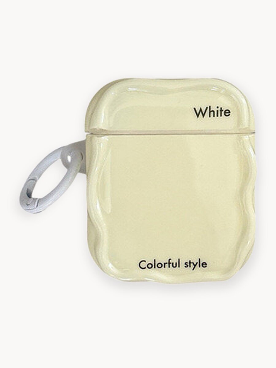 Чехол силиконовый молочный на airpods pro 1/2 c карабином шарообразной формы