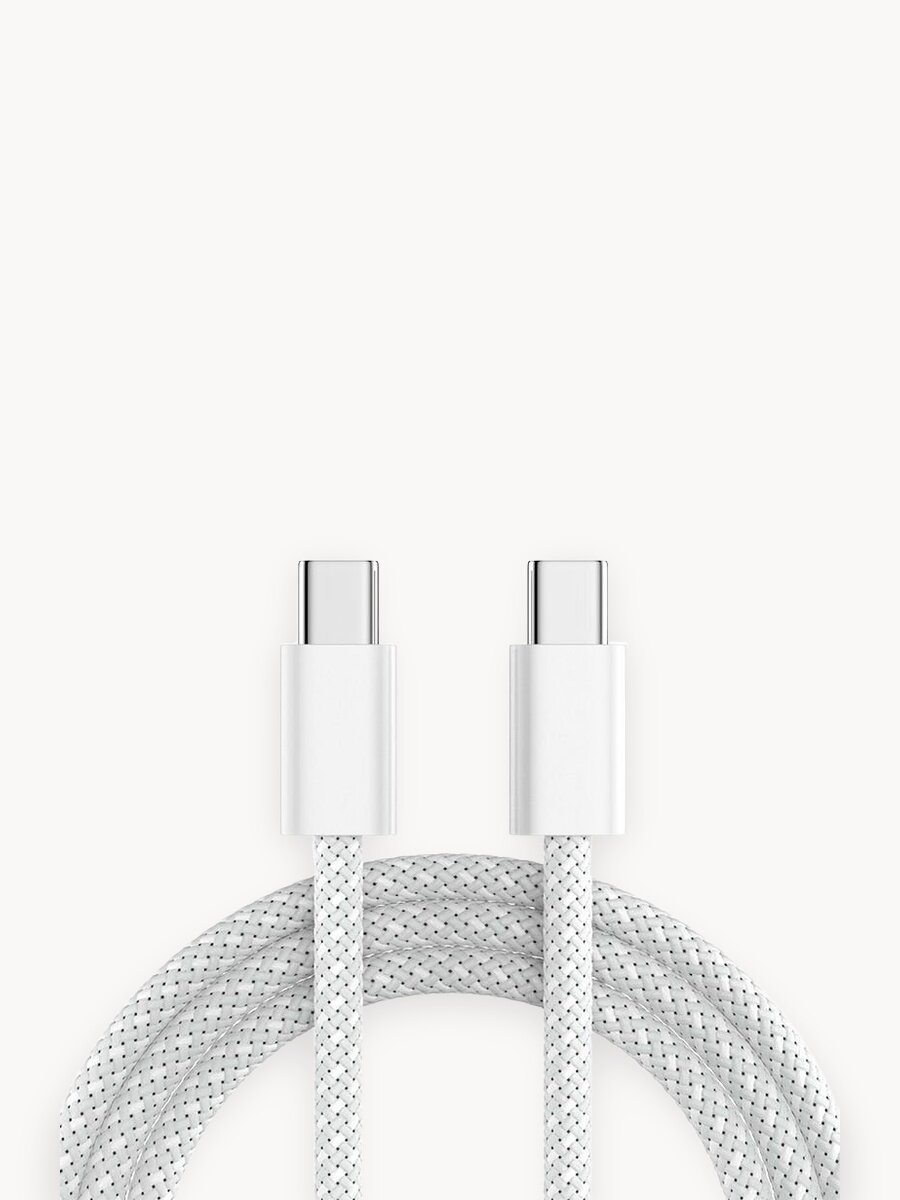 Кабель TypeC-TypeC PD быстрая зарядка , для айфона , андроида , приставок , наушников , белый , 1 метр