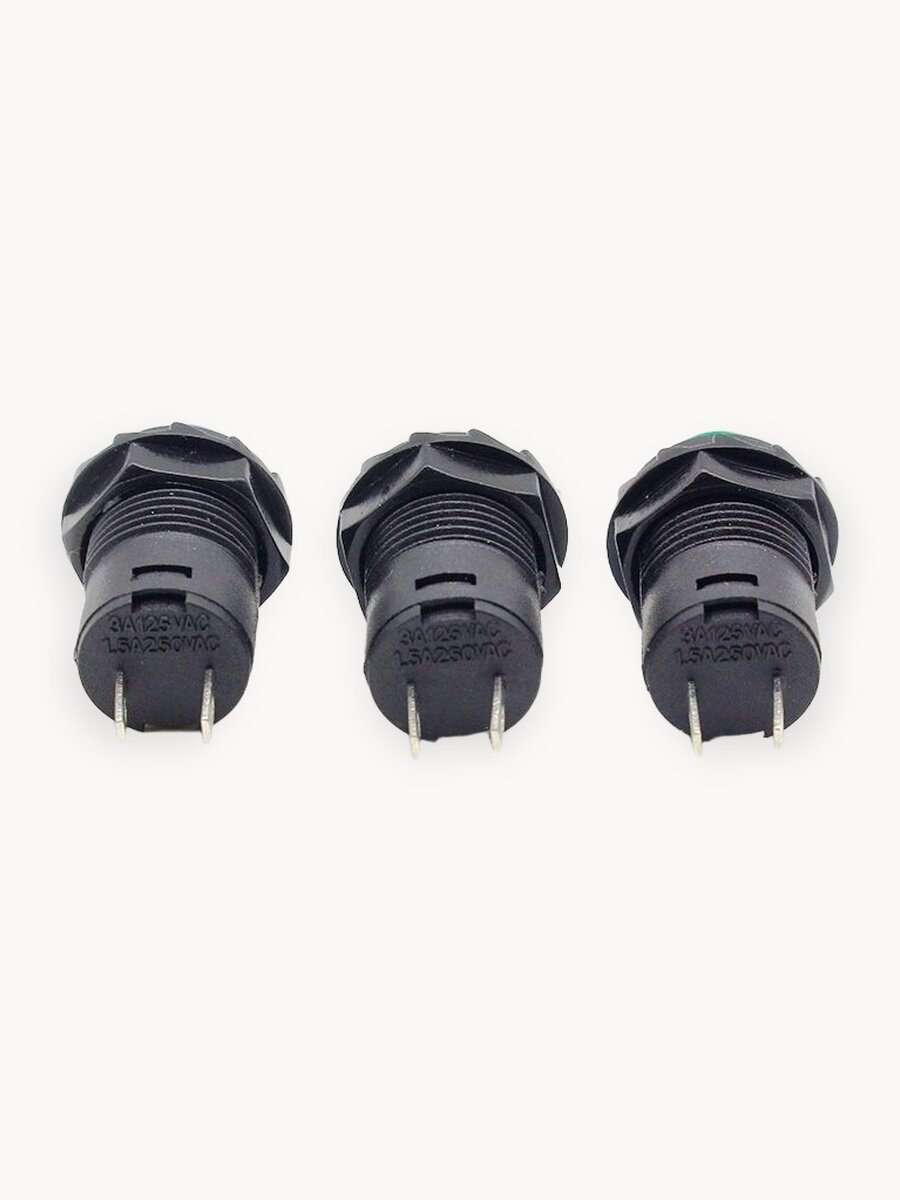 Кнопка с фиксацией DS-228 (DS-428) Кнопочный переключатель вкл/выкл (1.5A / 250V, 3A / 125V) черная