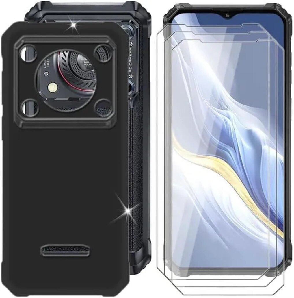 Чехол-бампер для Oukitel WP36 / WP36 Pro 6,52" черный + 3 защитных стекла, Кобура