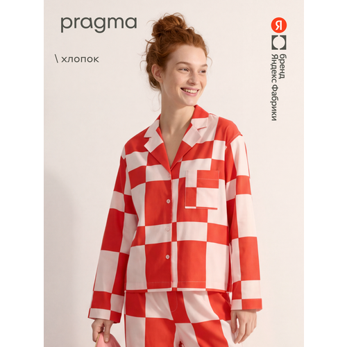 фото Рубашка pragma женская prism из смесового хлопка, с принтом, размер s, розовый