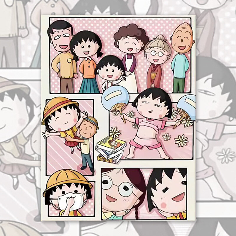 Набор цифровой живописи Chibi Maruko-chan DIY для детей, холст 60x75 см, художественный проект с акриловыми красками,