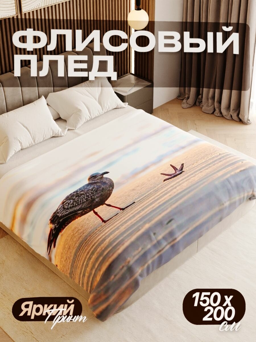 Плед флисовый 150х200 см мягкий теплый покрывало для дома