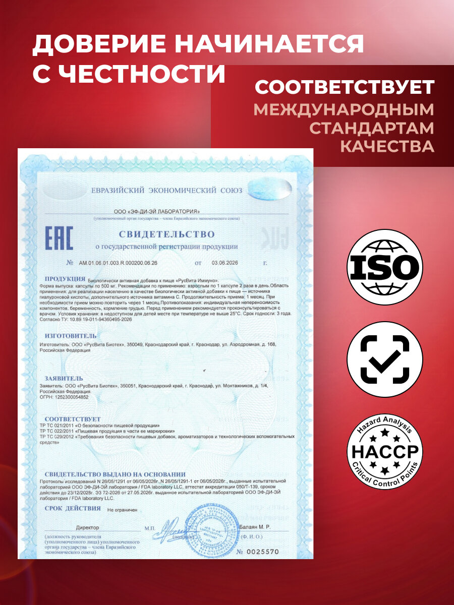 БАД Русвита Иммуно, Ястреб, комплекс для глаз для улучшения зрения, банка 5 шт, по 60 шт. — фото 1
