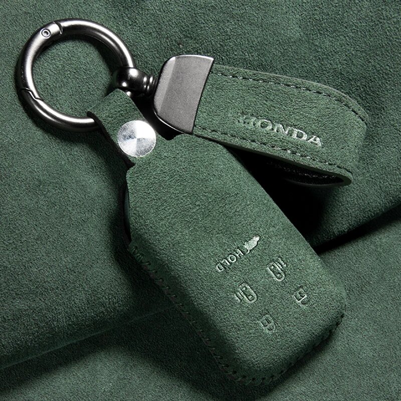 Чехол для ключа Honda 5-кнопочный, из искусственной замши Alcantara, мятный зеленый, стиль брелока, ручная вышивка