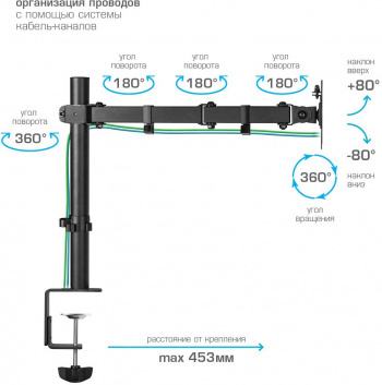 Kromax CASPER-507 Black наклонно-поворотный кронштейн (VESA75/100, 10-34", 10кг) — фото 1