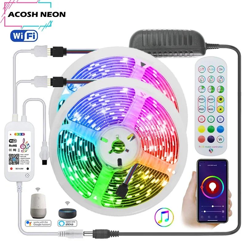 RGB LED лента 20м, EU Plug