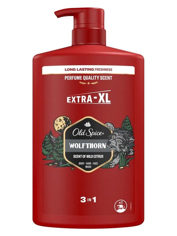 Old Spice Гель для душа + шампунь Мужской Wolfthorn 3в1, 1л