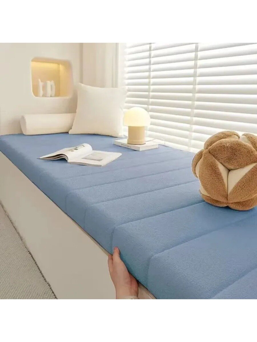 Подушка на стул 35x110 см, синяя, прямоугольная, наполнитель Balance Foam