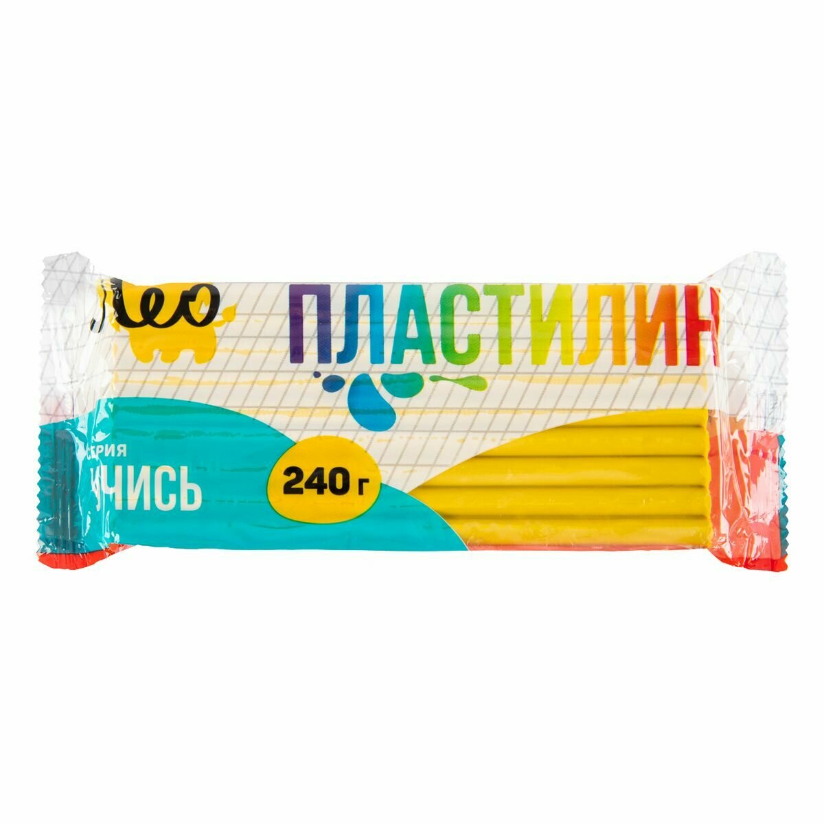 Лео Учись пластилин для школы классический, 5 штук по 240 грамм, цвет Желтый LNMC-240