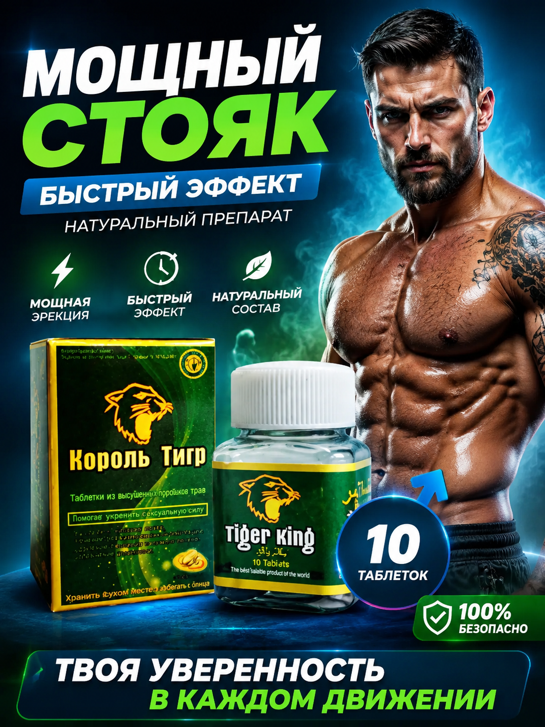 Король тигр, Tiger King, препарат для потенции, возбуждающее средство для мужчин, виагра мужская, для эрекции