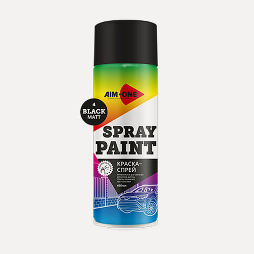 Изображение товара Краска-спрей черная матовая Spray paint black matt AIM-ONE 450 мл (аэрозоль) SP-MB4