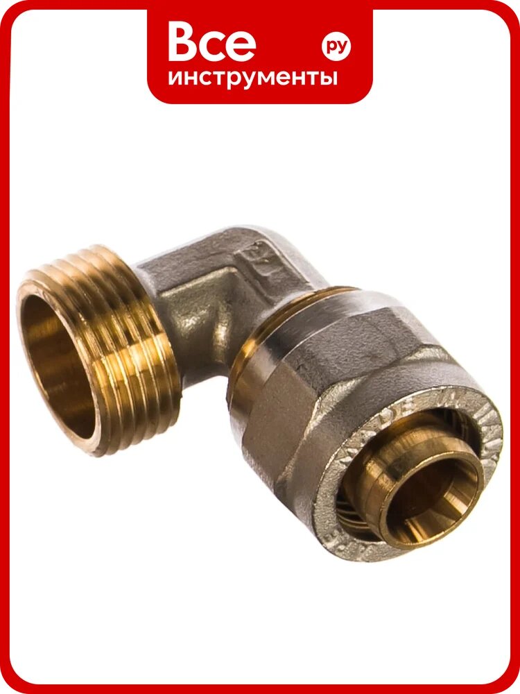 Переходной уголок APE НР3/4х20 753L 34x20 из никелированной латуни для бытовых систем со стандартной резьбой