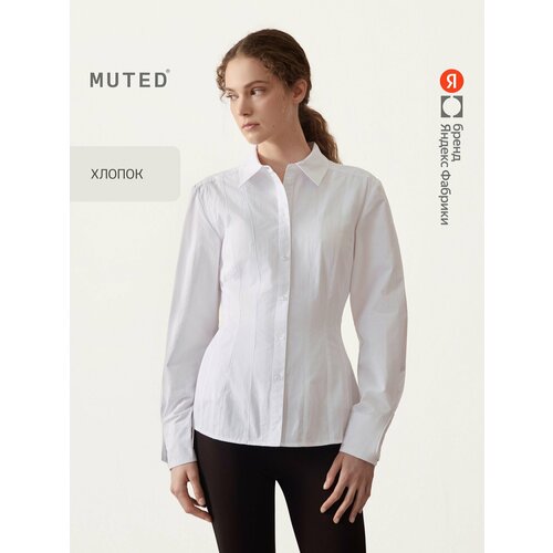фото Рубашка muted приталенного кроя из хлопка с асимметричными манжетами, размер xs, белый