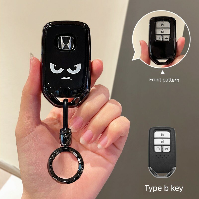 Прозрачно-черный чехол для ключа с блестящим кольцом для Honda CR-V, Accord, Civic и других моделей