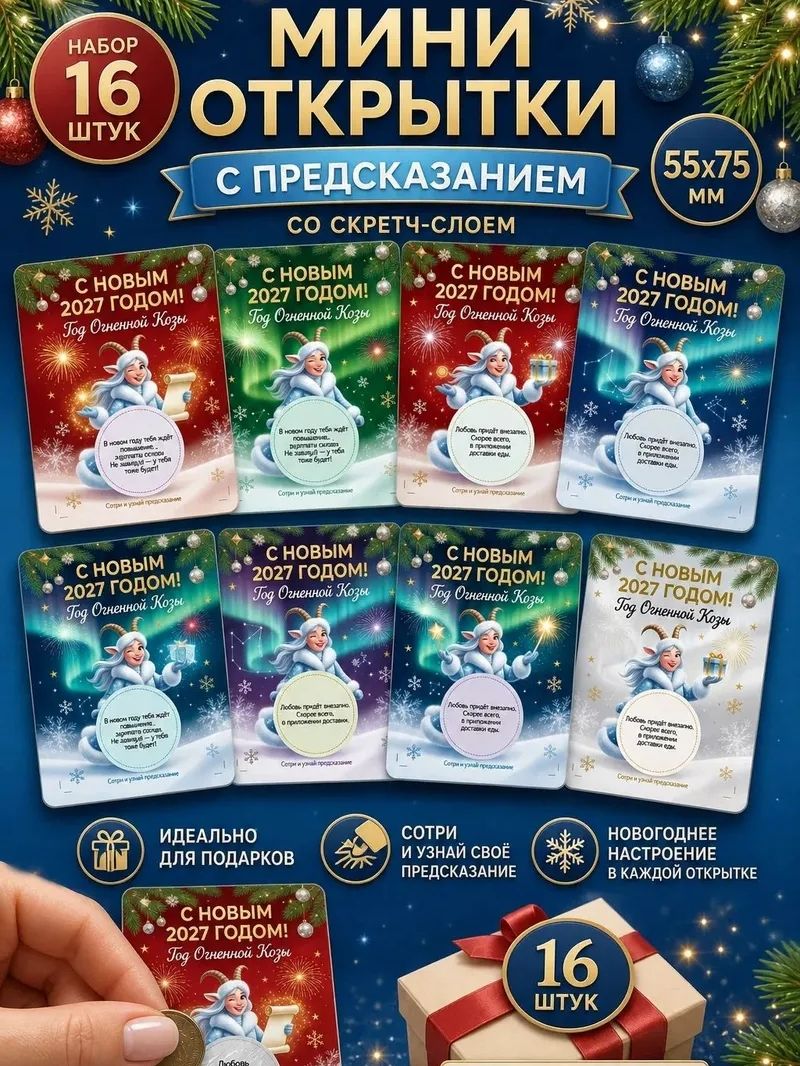 Предсказания новогодние набор мини открыток