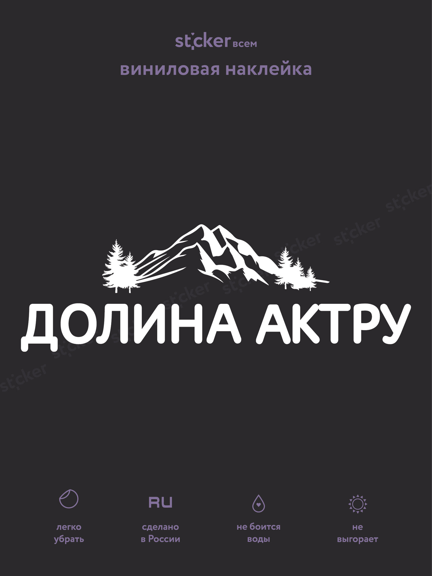 Наклейка "наклейка на автомобиль Долина Актру / путешествия" 25х8 см белая