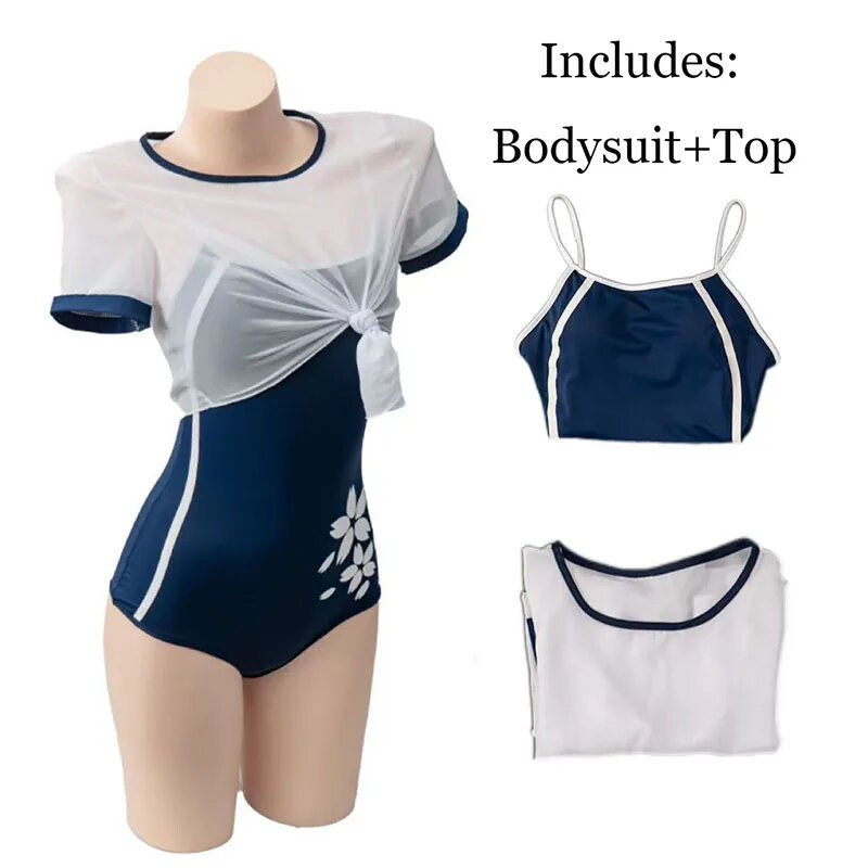 Женский костюм для косплея Student Swimsuit темно-синий