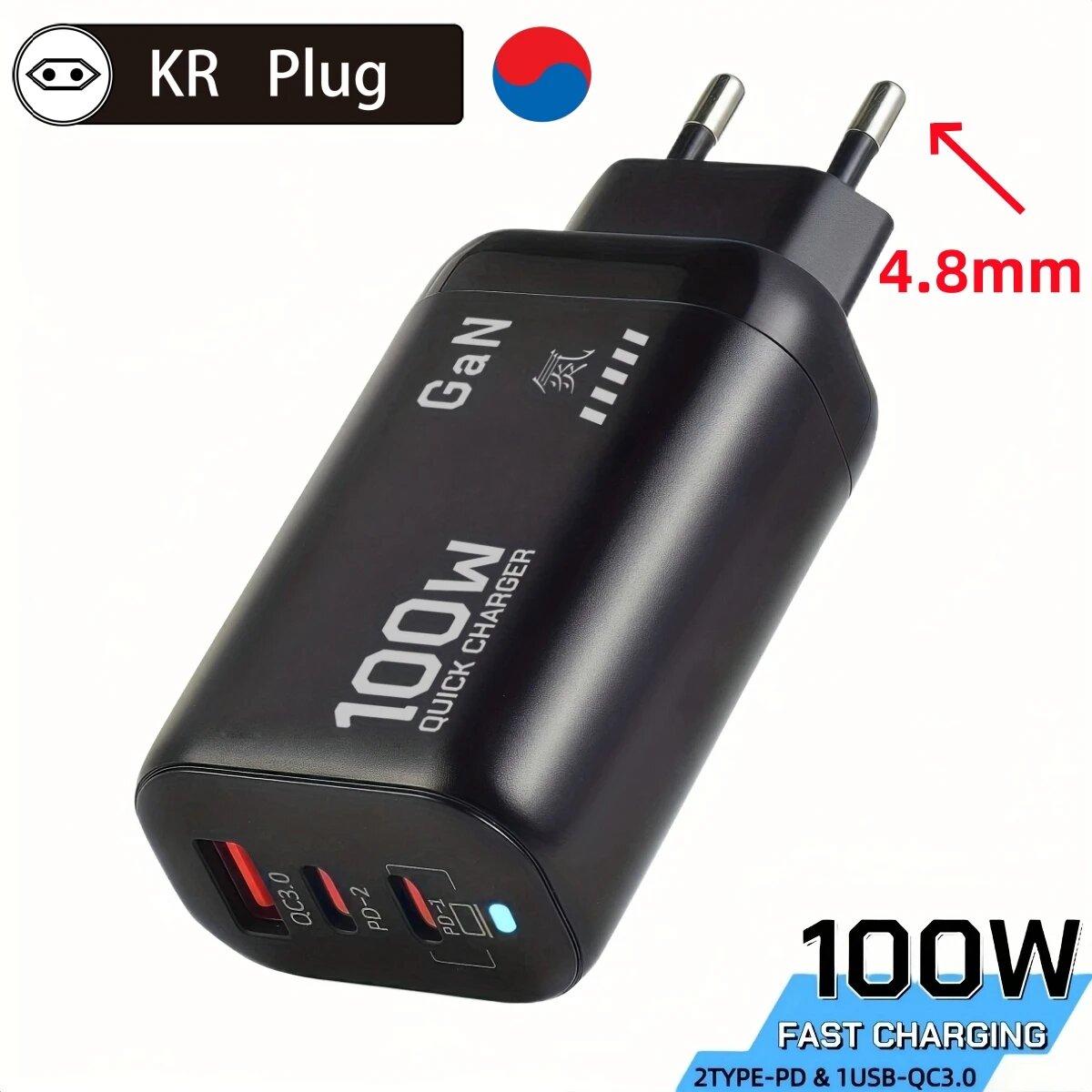 Быстрое Зарядное Устройство GaN PD Type C 100W USB QC 3.0 Для Ноутбуков, iPad, Samsung, Xiaomi, KR