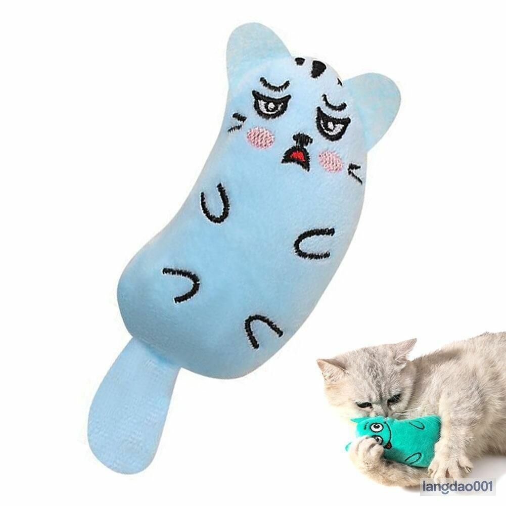 Игрушка для кошек мультяшная со смайликом, жевания и чистки зубов, синяя для ухода за зубами жевательная игрушка с эмодзи