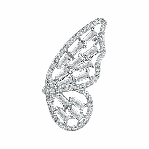 фото Брошь diamant online, серебро, 925 проба, родирование, фианит, размер 3 см., , прозрачный