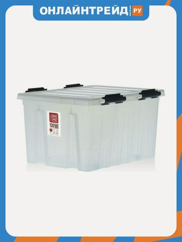 Изображение товара Контейнер на роликах с крышкой Rox Box 120 л. прозрачный