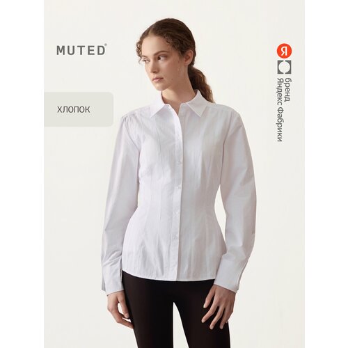 фото Рубашка muted приталенного кроя из хлопка с асимметричными манжетами, размер 2xl, белый