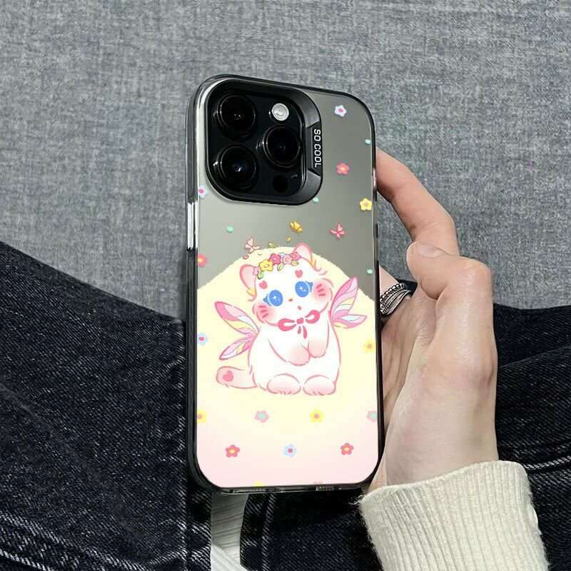 Чехол на Айфон 15 Про Макс / iPhone 15 Pro Max черный с принтом Кот силиконовый удароПрочный
