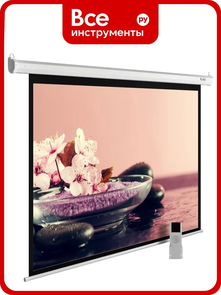 Настенно-потолочный рулонный экран CACTUS 270x360 см MotoExpert CS-PSME-360x270-WT 4:3 белый (моторизованный) 407878