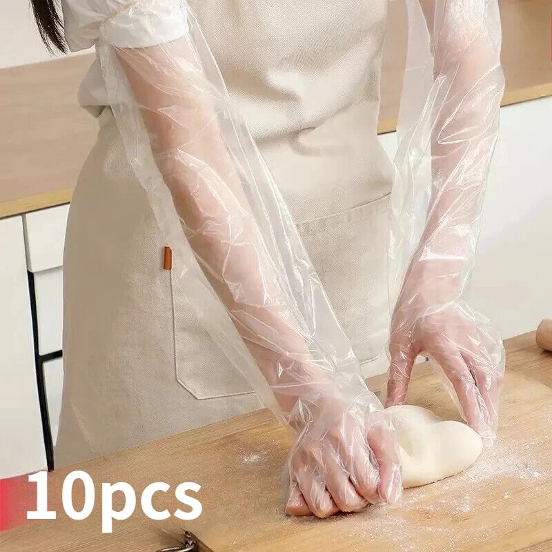 Одноразовые рукава-перчатки CPE, прозрачные, 10 шт.