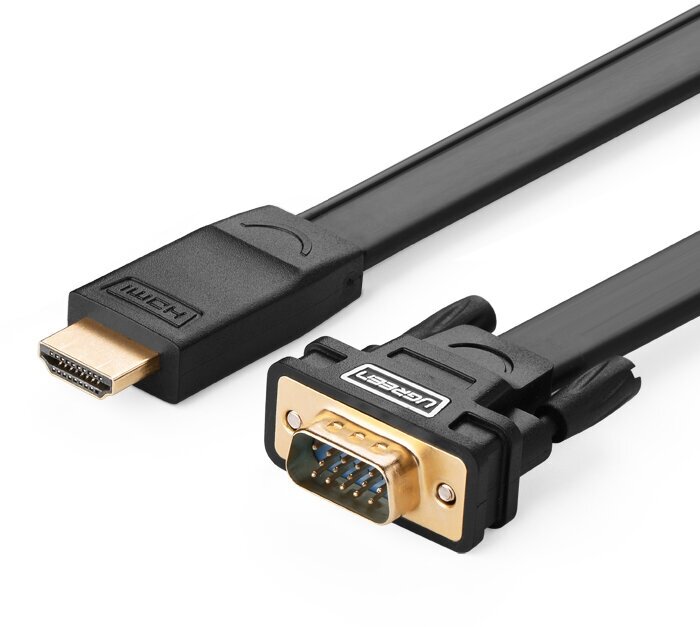 Кабель аудио-видео UGREEN MM101, HDMI (m) - VGA (m), 1.5м, черный (30449)