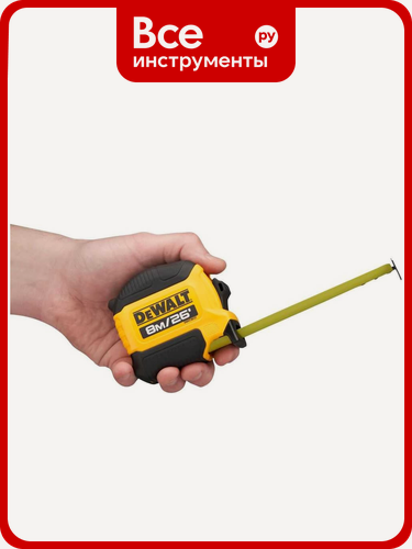 Изображение товара Рулетка DeWALT DWHT38127-5, двусторонняя шкала, 8м, пластик, металл