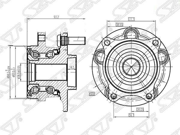 Ступичный узел передний SAT ST-43550-47010 TOYOTA PRIUS ZVW3#