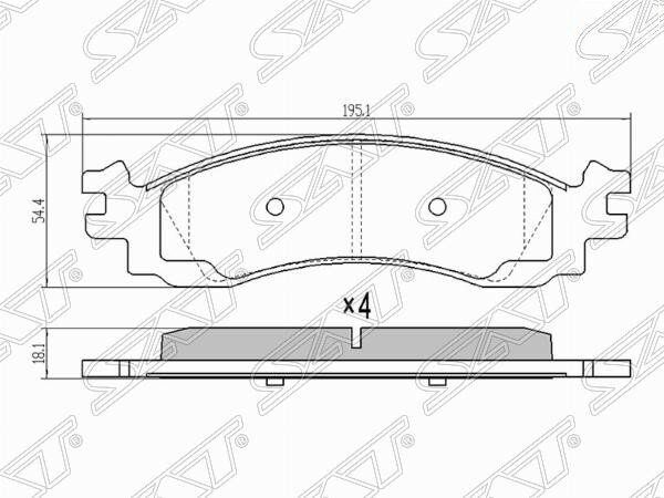 Колодки тормозные спереди SAT ST-6L2Z2001A Ford Explorer 05-11