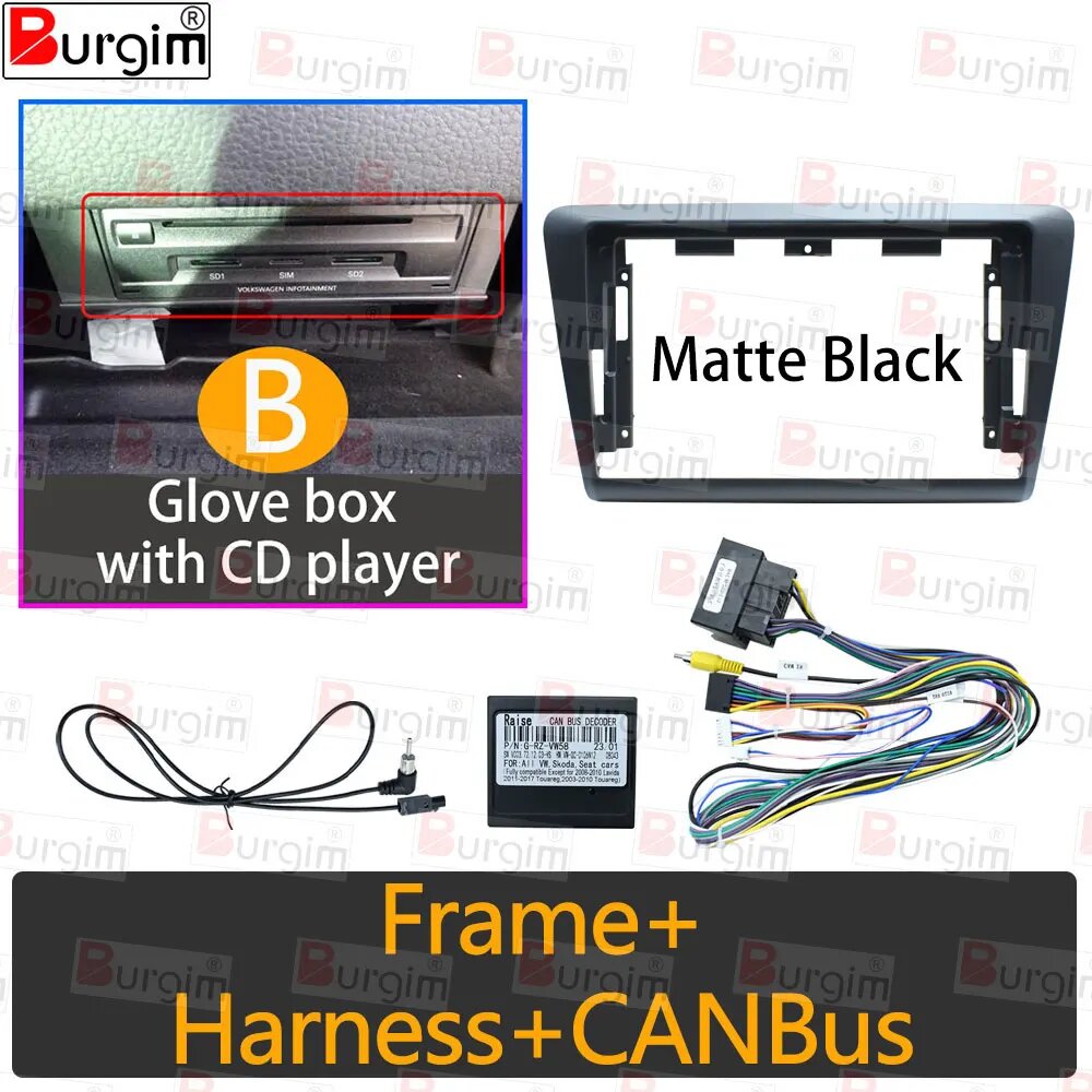 Рамка для Skoda Rapid 2012-2020, 9" 2DIN, Frame cable canbs-1B