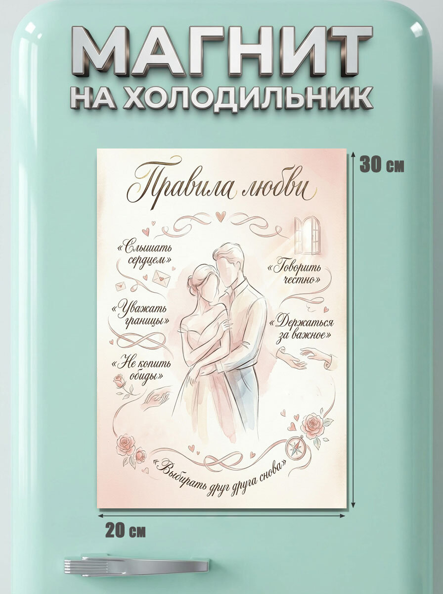 Магнит на холодильник "Правила любви"