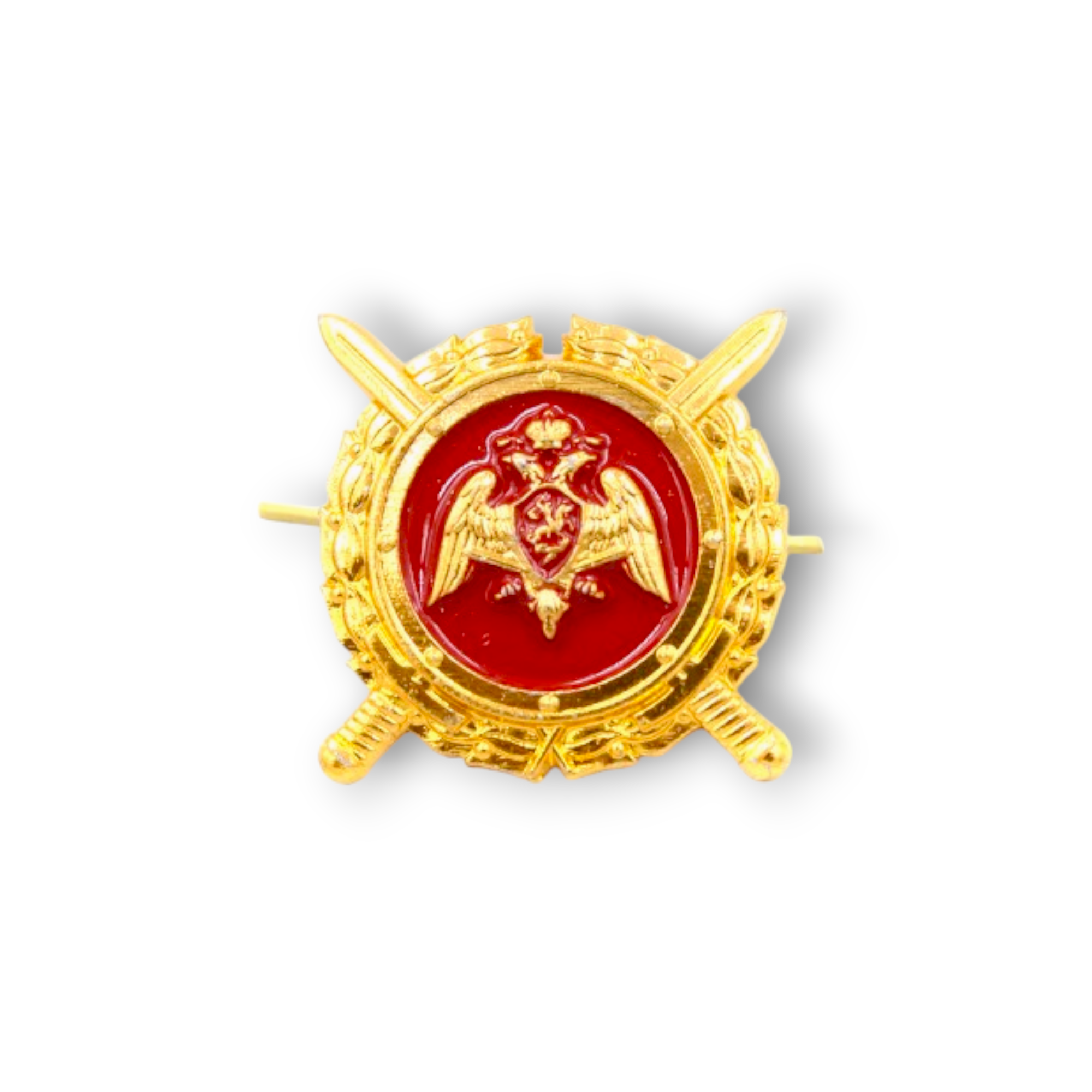 Эмблема ( Знак ) Петличная ( Петлица ) фсвнг ( Росгвардия ) РФ Нового Образца Золотистая (Золотистый / Усики)
