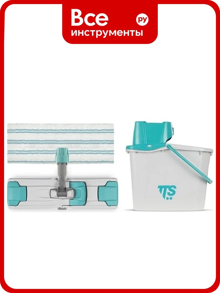 Набор TTS KIT UNI Junior 14 литров, ведро с отжимом с зелёной ручкой, рамка Uni Junior 35 см и моп Soft band 35 см 00005075VK01
