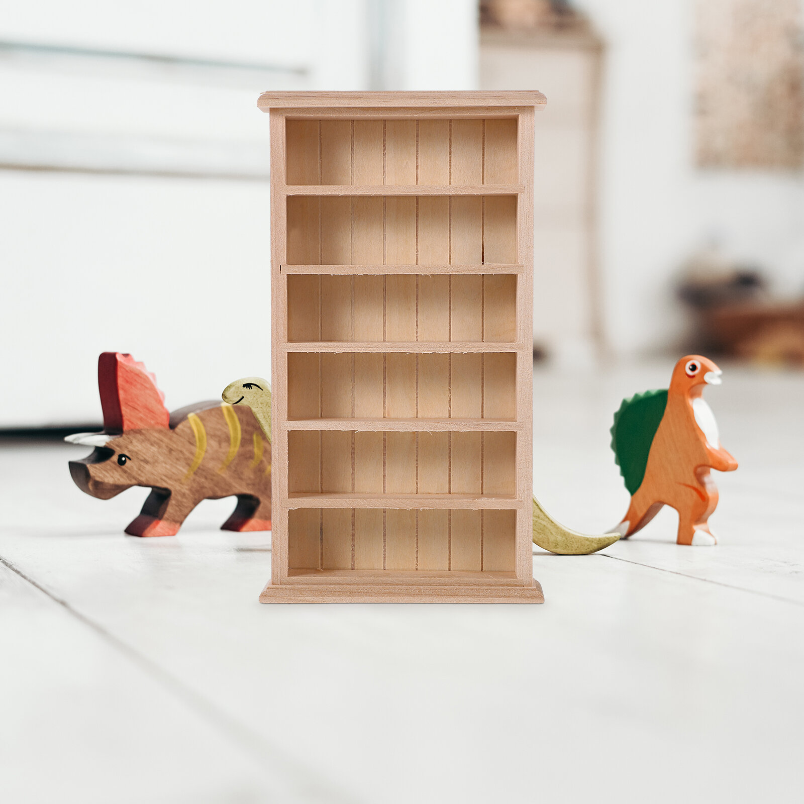 Миниатюрная мебель, деревянная полка для кукольного дома, размер 18.20x9.60x2.70 см, идеально для декора