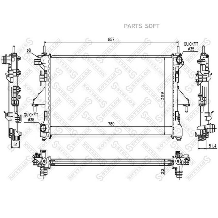 STELLOX 1025355SX 10-25355-SX радиатор системы охлаждения! МКПП\ Fiat Ducato IV 2.3JTD 06>