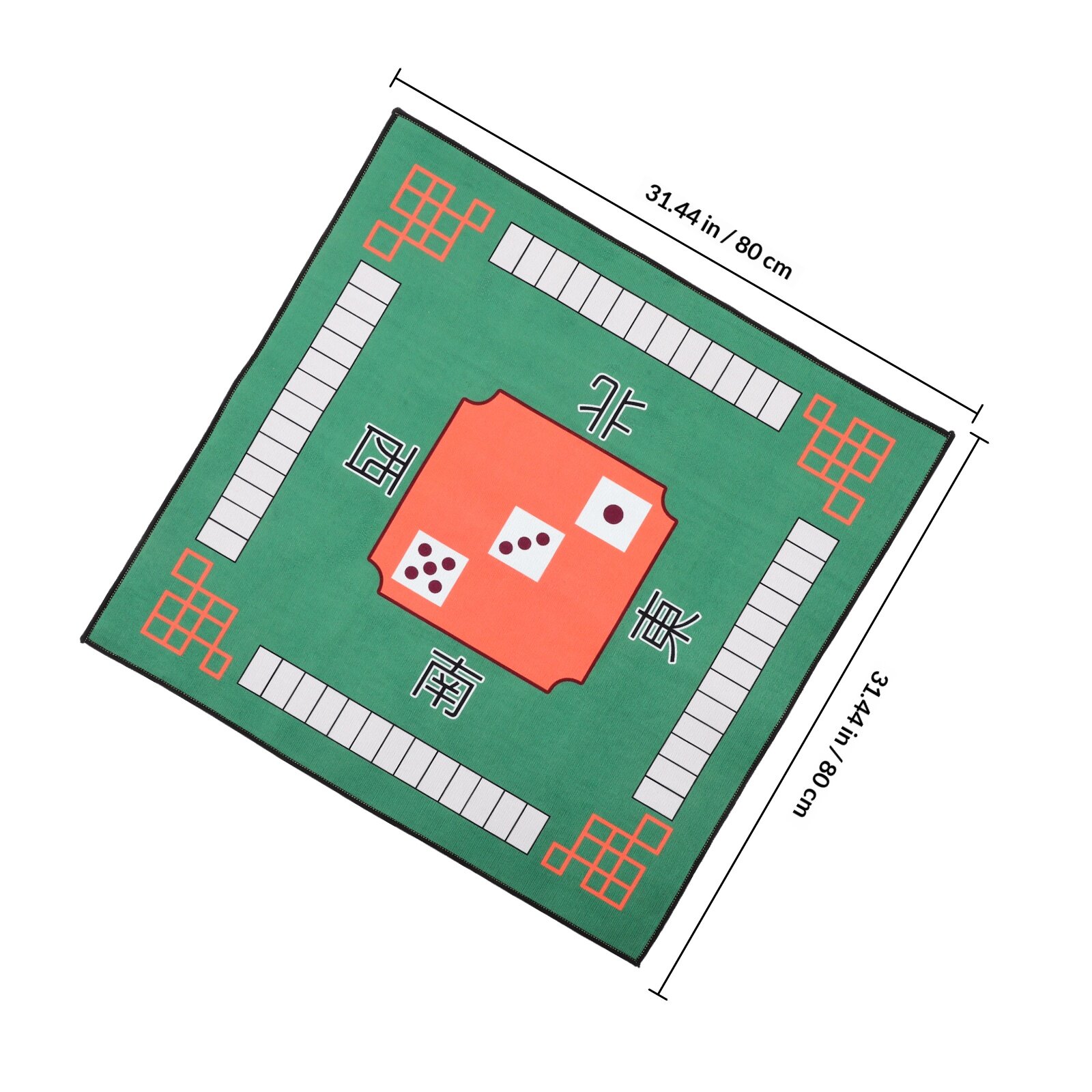 Зеленый Игровой Коврик Антипробуксовочный Размер 80.00X80.00X1.00CM Для Домашних Игр В Махджонг Покер Домино