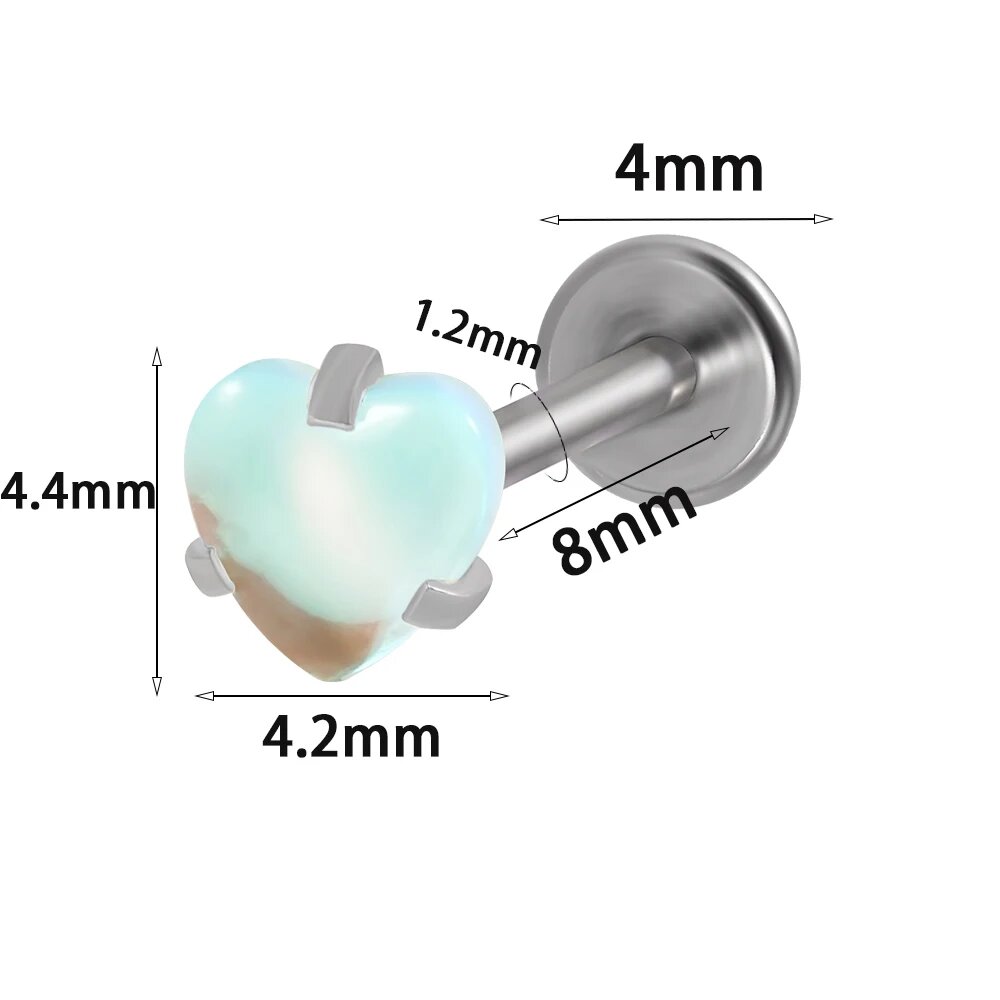 Labret шпилька, опал, 1.2x8mm, сталь, зеленый