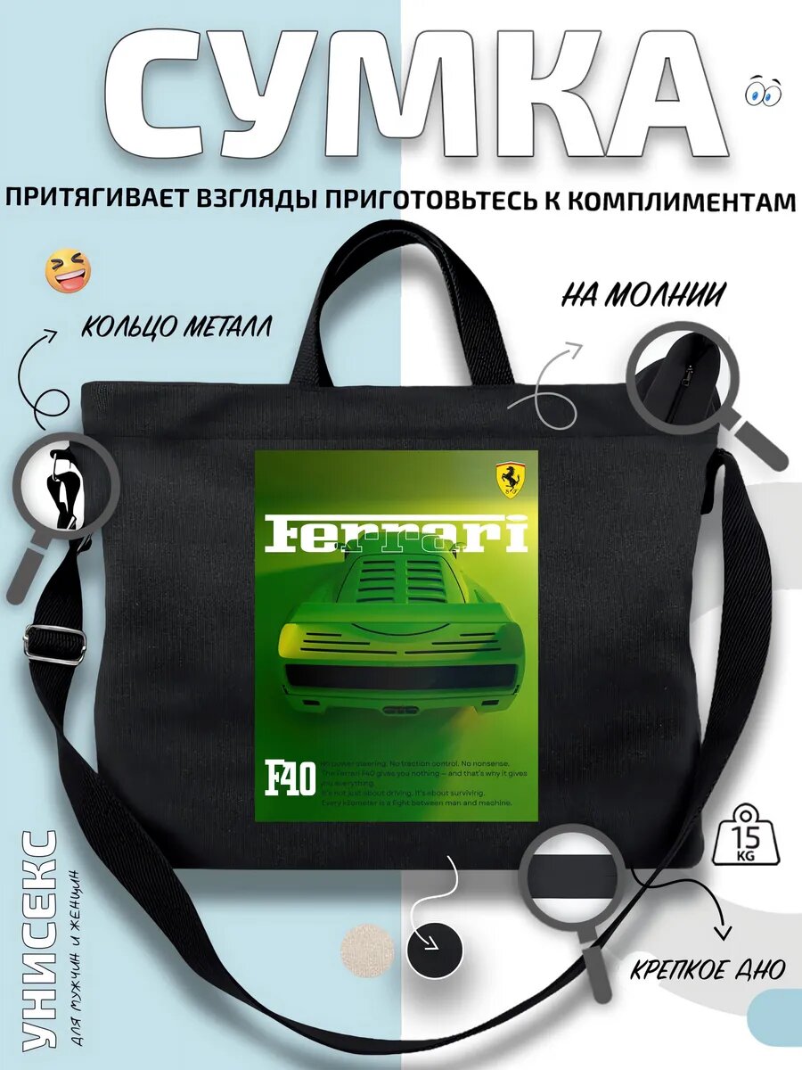 Сумка шоппер  Ferrari F40 легенда трека