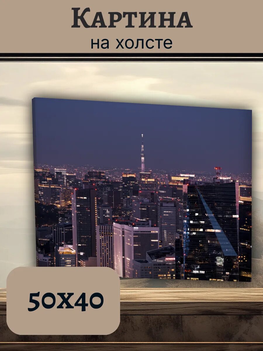 Картина Япония Japan 40x50 ночной Токио Skytree
