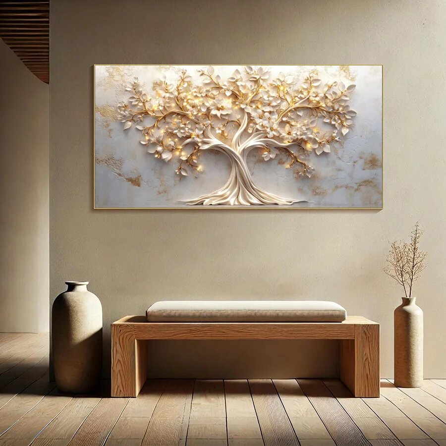 Современная печать на холсте "Abstract Gold Leaf Tree" W 250226 treeA, 20x40CM NO FRAME
