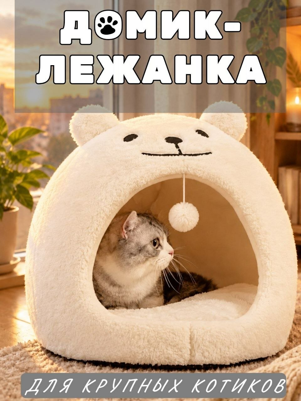 Домик MyPet-MyFriend "Белый Мишка", для кошек и мелких собак