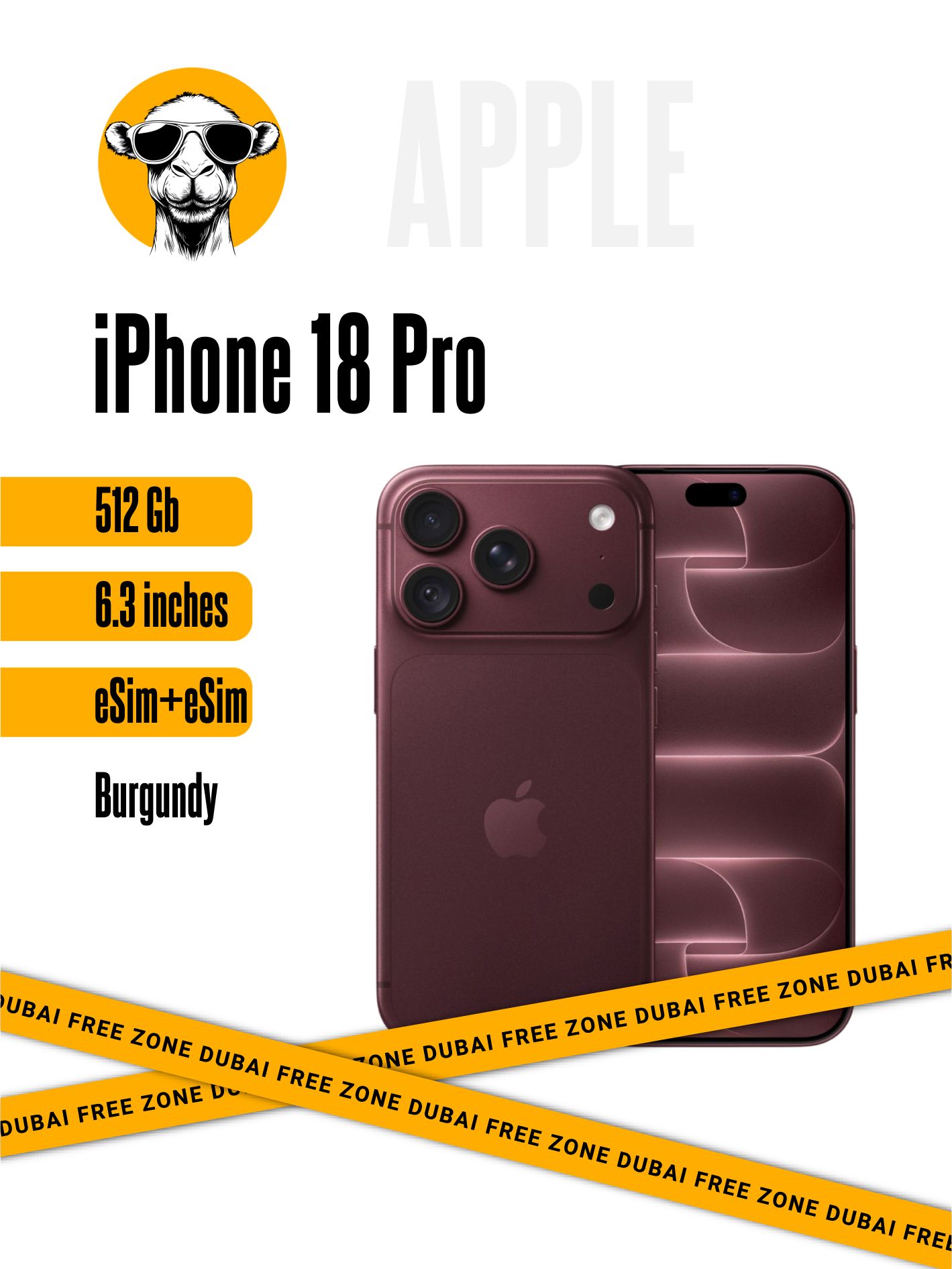 Смартфон iPhone 18 Pro 512GB Burgundy E-Sim